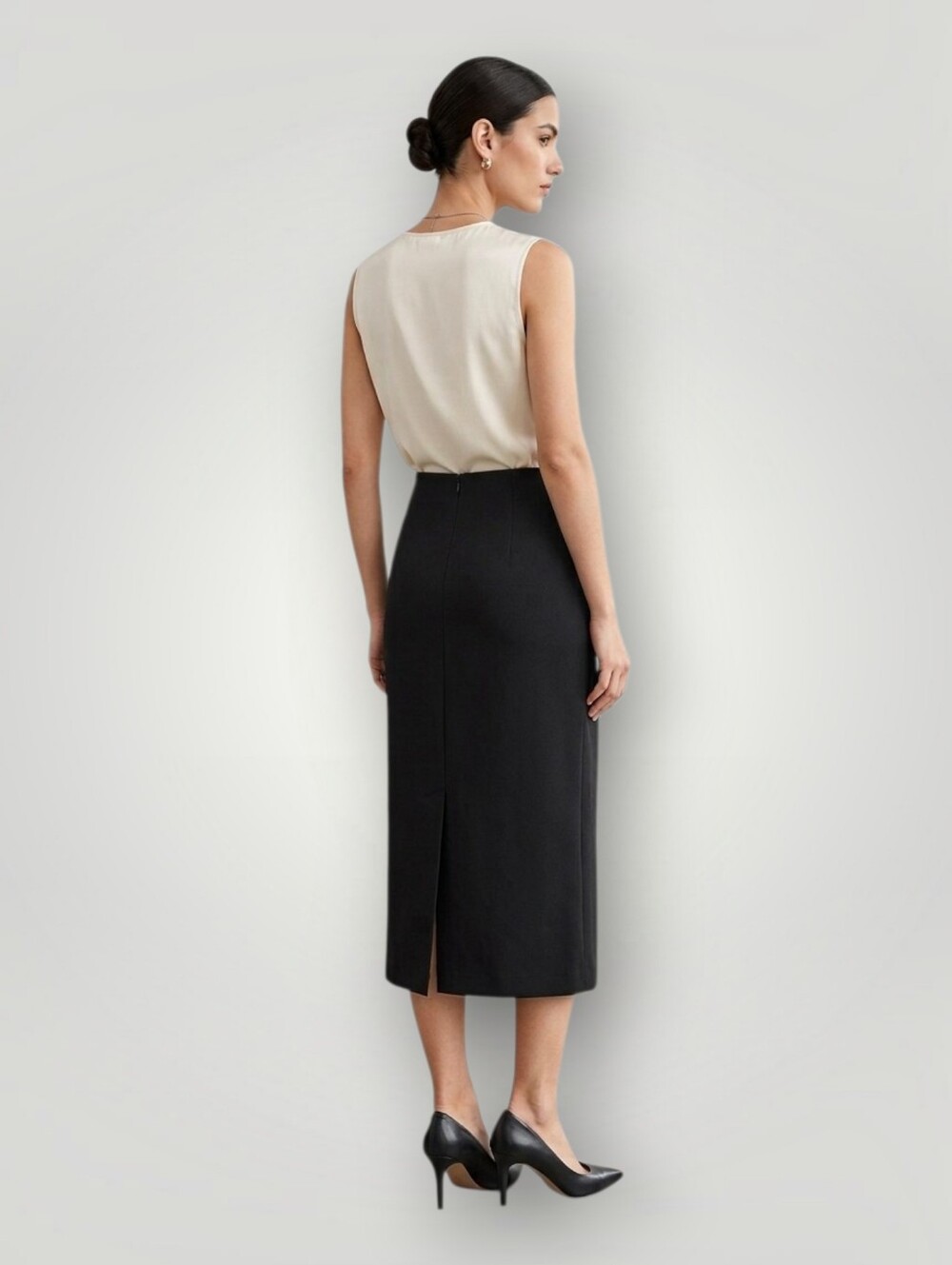 Ann Taylor Fluid Crepe Long Pencil Skirt Black 8 Quiet Luxury New $119 Retail